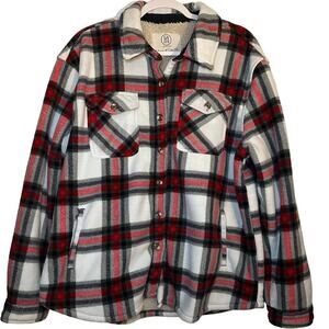 Sage Collective | XLarge Plaid Flannel Shacket Plush Sherpa Lined Red Navy‎ Gray